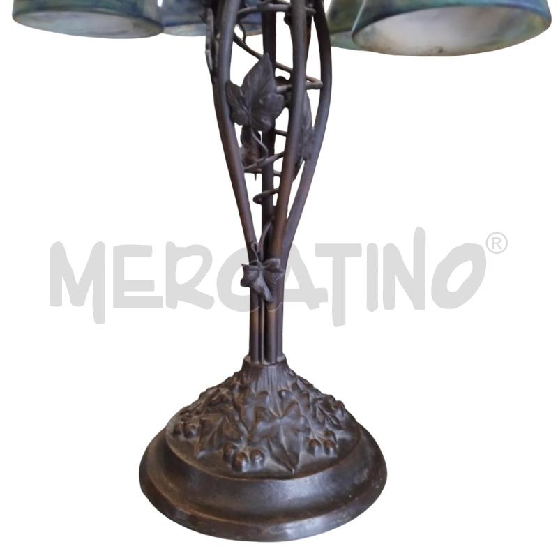 LAMPADA FERRO BATTUTO PARALUME VETRO FOGLIE  | Mercatino dell'Usato Bernareggio 4