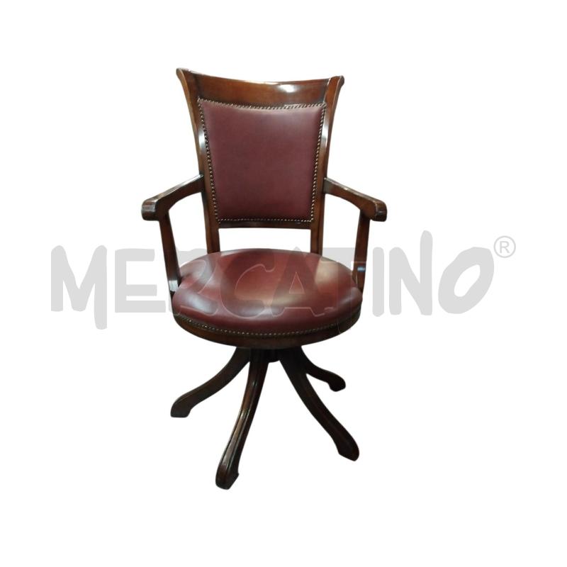 POLTRONA PELLE LEGNO UFFICIO GIREVOLE | Mercatino dell'Usato Bernareggio 1