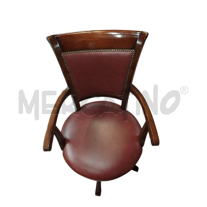 POLTRONA PELLE LEGNO UFFICIO GIREVOLE | Mercatino dell'Usato Bernareggio 3