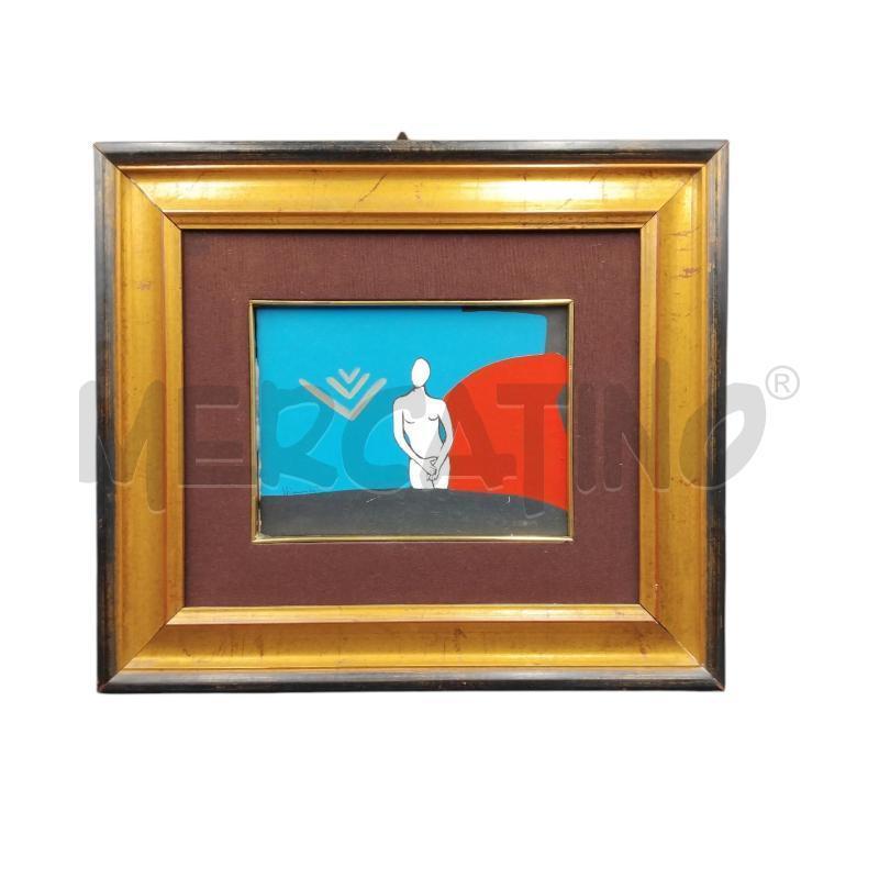 QUADRO GIANNINI DONNA ROSSO BLU CORNICE ORO | Mercatino dell'Usato Bernareggio 1