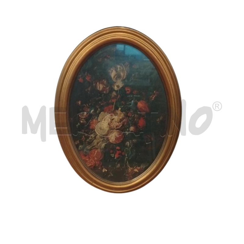 QUADRO OVALE NATURA MORTA CORNICE ORO | Mercatino dell'Usato Bernareggio 1