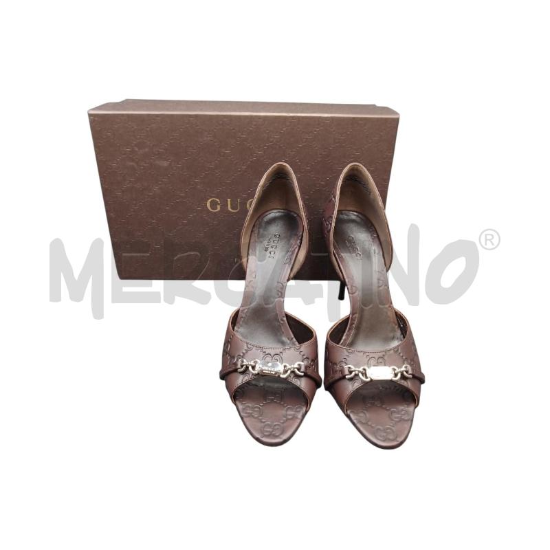 SANDALI D TACCO GUCCI MARRONE LOGO 37 | Mercatino dell'Usato Bernareggio 1