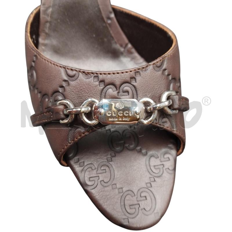 SANDALI D TACCO GUCCI MARRONE LOGO 37 | Mercatino dell'Usato Bernareggio 5