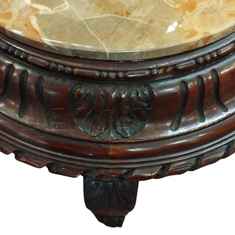 TAVOLINO TONDO INTARSI LEGNO RIPIANO MARMO  | Mercatino dell'Usato Bernareggio 4