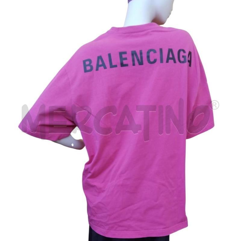 T SHIRT D BALENCIAGA FUCSIA SCRITTA NERA  | Mercatino dell'Usato Bernareggio 2