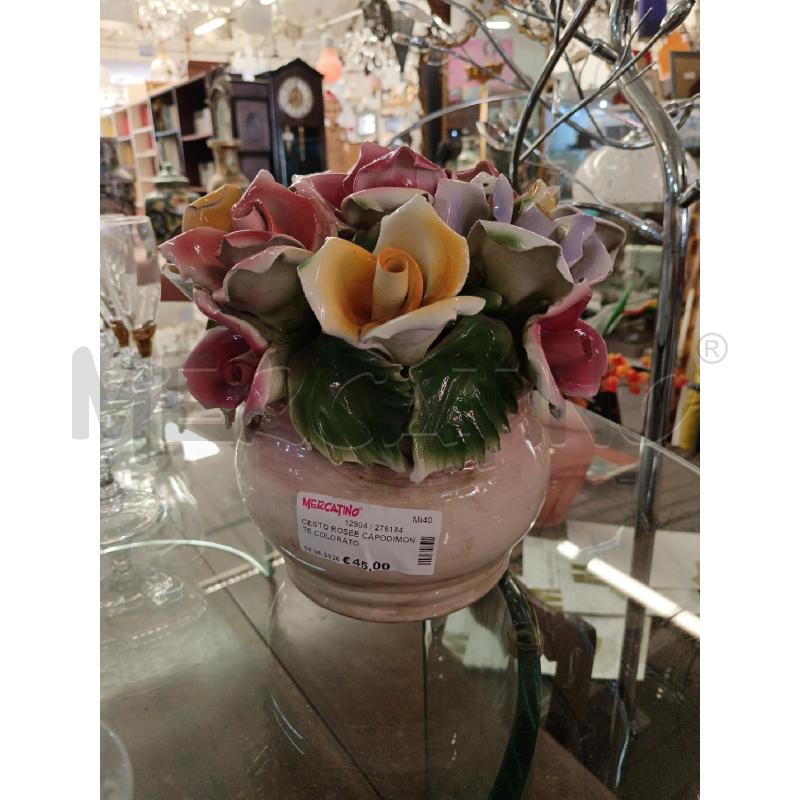 CESTO ROSEE CAPODIMONTE COLORATO | Mercatino dell'Usato Milano centrale 1