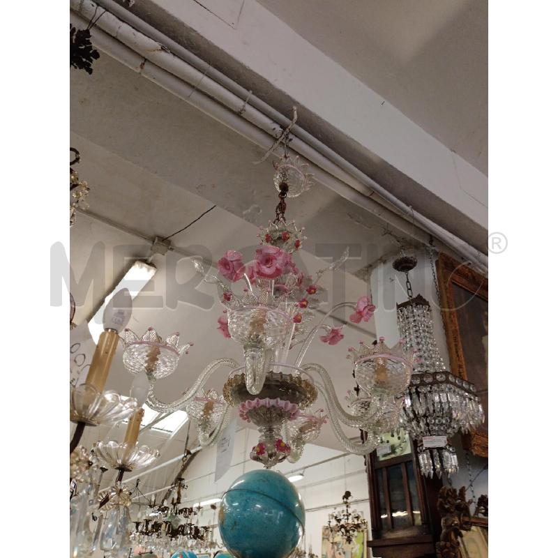 LAMPADARIO VETRO MURANO ROSA | Mercatino dell'Usato Milano centrale 3