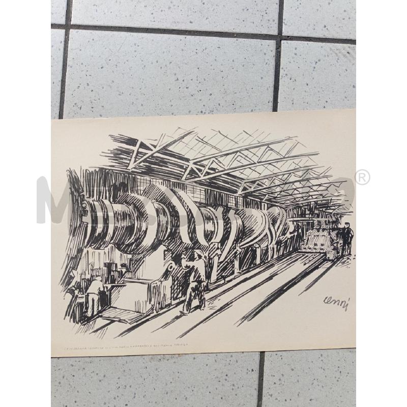 LITOGRAFIA RENATO CENNI LAVORAZIONE MECCANICA DI UN ALBERO A MANOVELLE SUL TORNIO ANNI70 | Mercatino dell'Usato Milano centrale 1