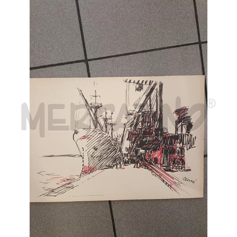 LITOGRAFIA RENATO CENNI LA BANCHINA DI CORNIGLIANO | Mercatino dell'Usato Milano centrale 1
