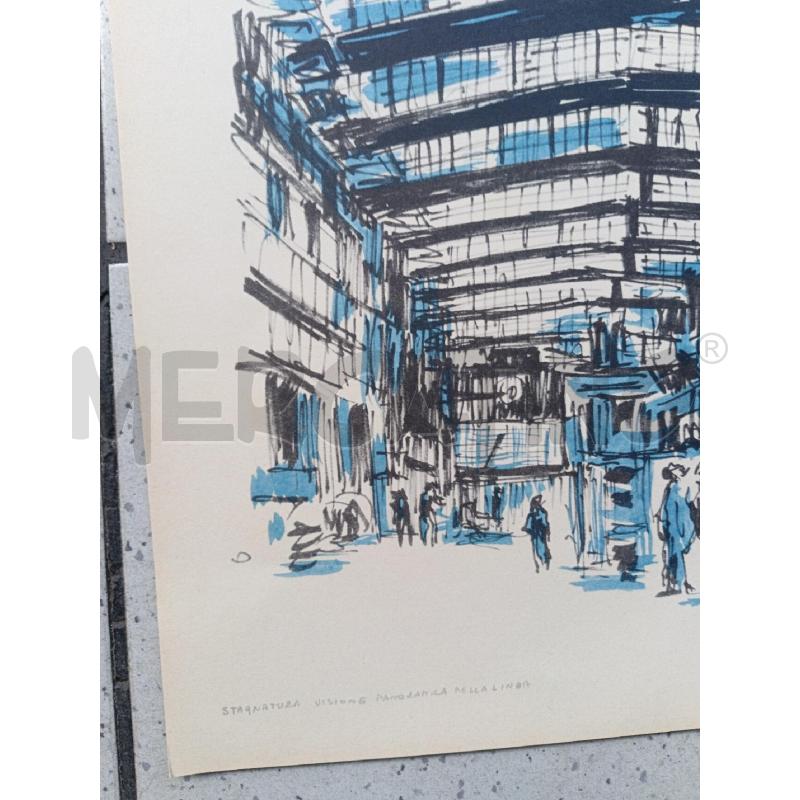 LITOGRAFIA RENATO CENNI STAGNATURA VISIONE PANORAMICA DELLA LINEA | Mercatino dell'Usato Milano centrale 2
