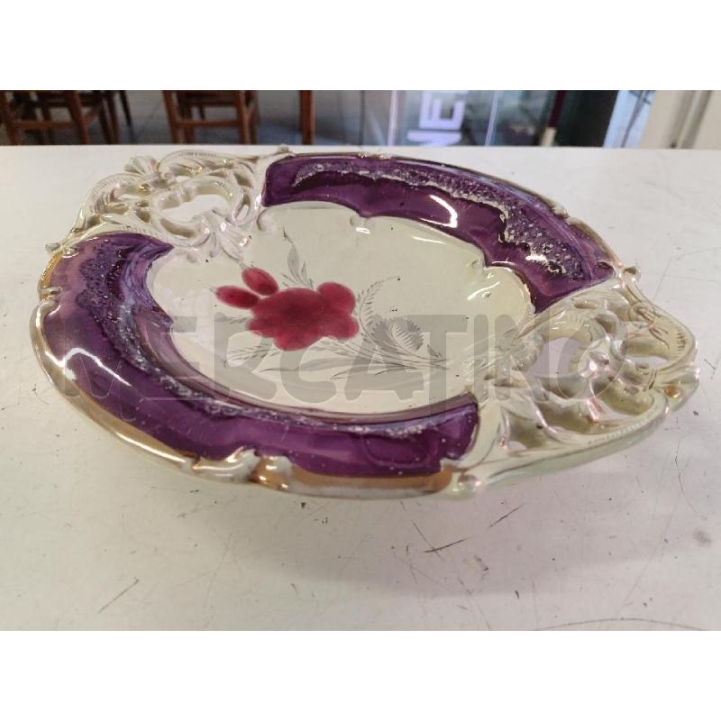 PIATTO CERAMICA DECORI VIOLA  | Mercatino dell'Usato Milano centrale 3