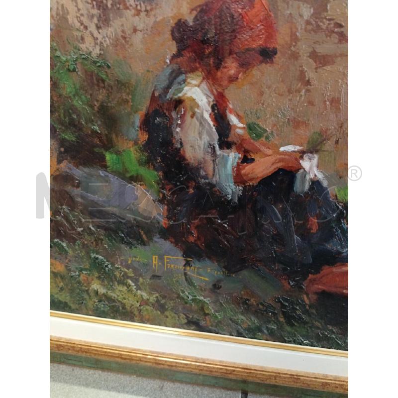 QUADRO A. FRANZONI FANCIULLA CON CAPRA | Mercatino dell'Usato Milano centrale 2