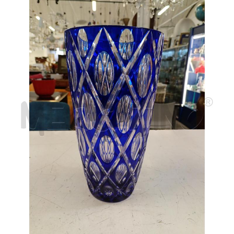VASO CRISTALLO DECORI BLU' CERCHI | Mercatino dell'Usato Milano centrale 1