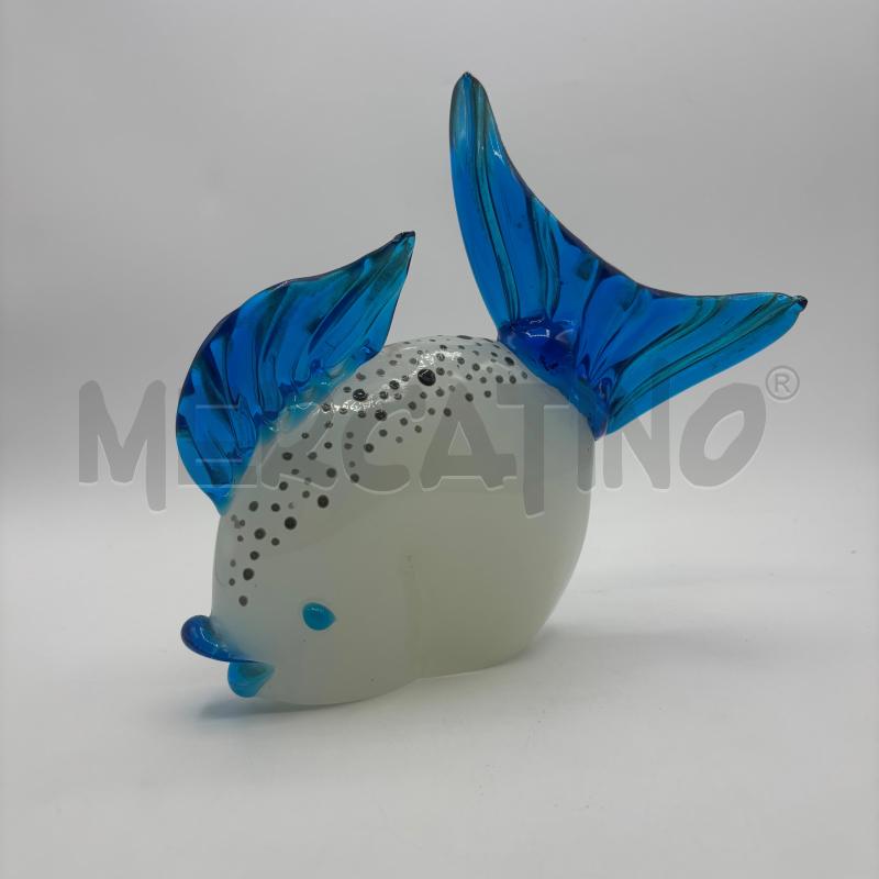 PESCE IN VETRO BIANCO BLU | Mercatino dell'Usato Bresso 1