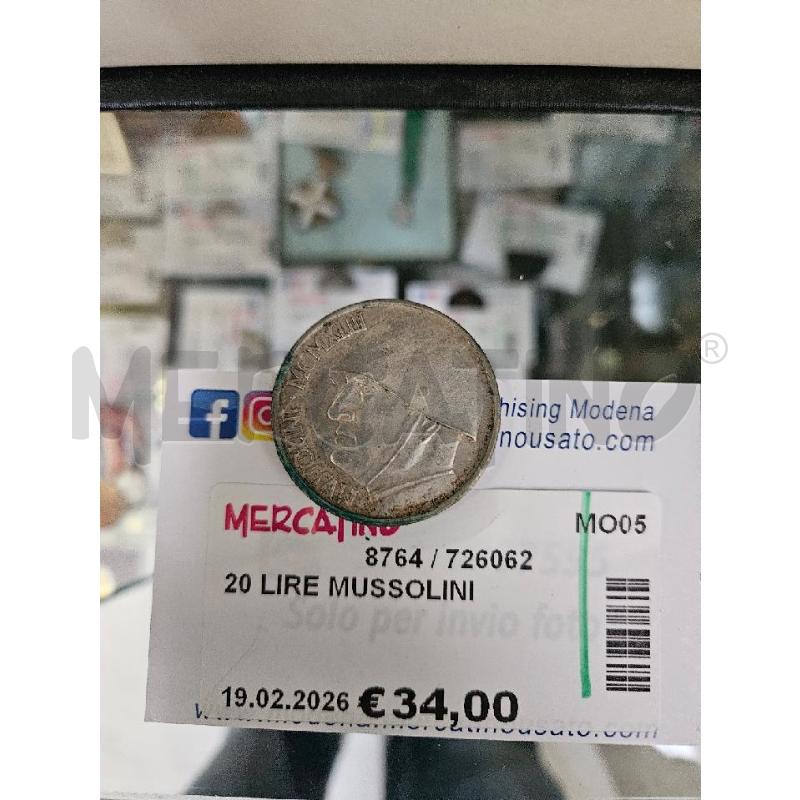 20 LIRE MUSSOLINI  | Mercatino dell'Usato Modena 1
