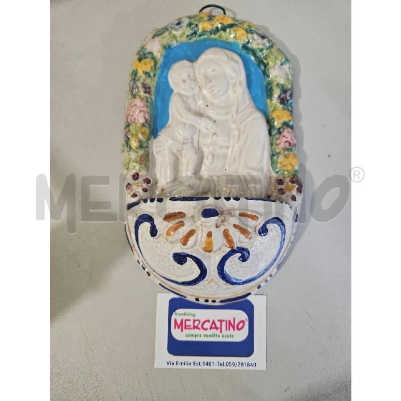 ACQUASANTIERA CER. SMALTATA DIPINTA 22X15CM CORONA FRUTTI | Mercatino dell'Usato Modena 1