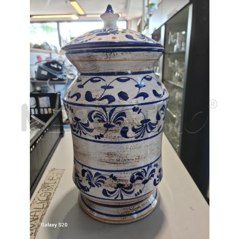 BARATTOLO FARMACIA 38CM CER. CANNELLA DECORI BLU | Mercatino dell'Usato Modena 2