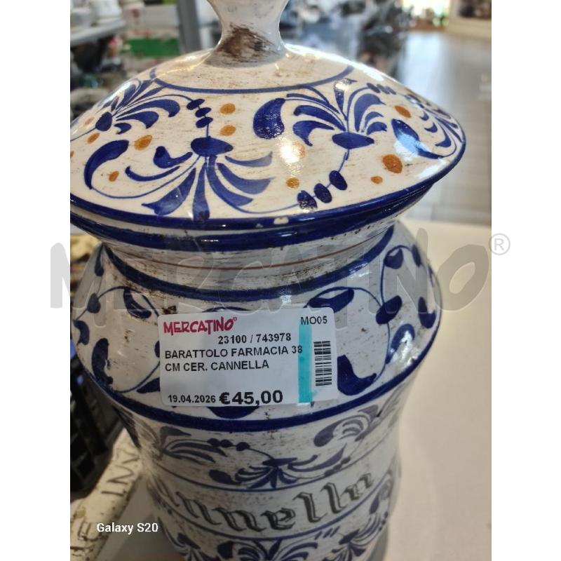 BARATTOLO FARMACIA 38CM CER. CANNELLA DECORI BLU | Mercatino dell'Usato Modena 5
