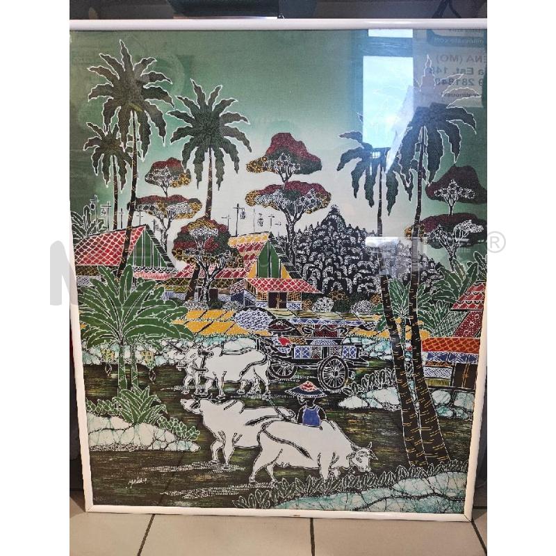 BATIK SCENE AGRICOLE PALME 87X73CM | Mercatino dell'Usato Modena 1