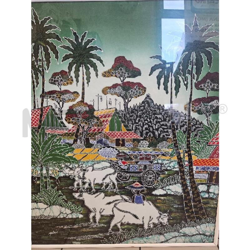 BATIK SCENE AGRICOLE PALME 87X73CM | Mercatino dell'Usato Modena 3