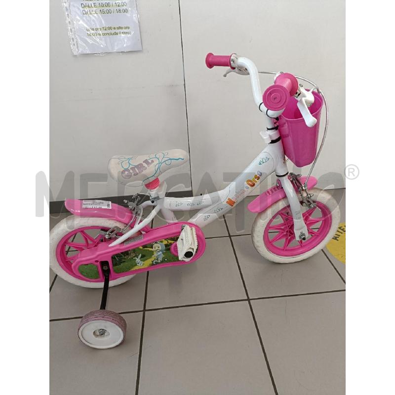 BICICLETTINA BAMBINO MASCHA BIANCA ROSA CON RUOTINE E CESTINO  | Mercatino dell'Usato Modena 1