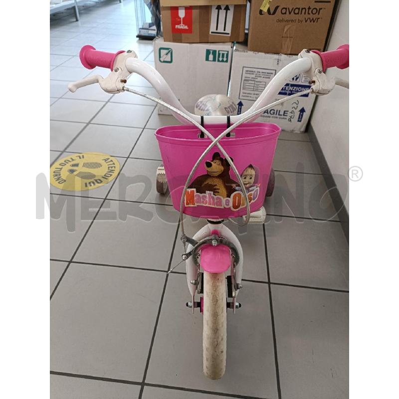 BICICLETTINA BAMBINO MASCHA BIANCA ROSA CON RUOTINE E CESTINO  | Mercatino dell'Usato Modena 2