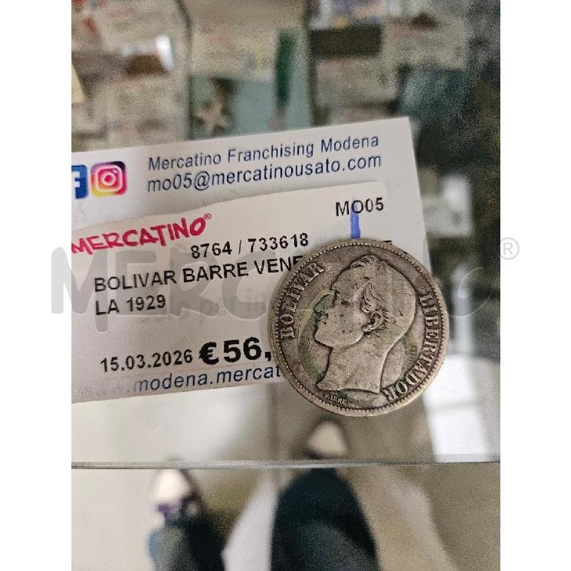 BOLIVAR BARRE VENEZUELA 1929 | Mercatino dell'Usato Modena 1