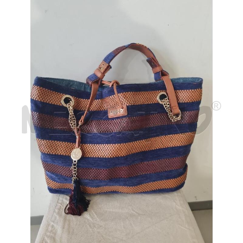 BORSA DONNA LIU JO CAMMELLO BLU RIGHE | Mercatino dell'Usato Modena 1
