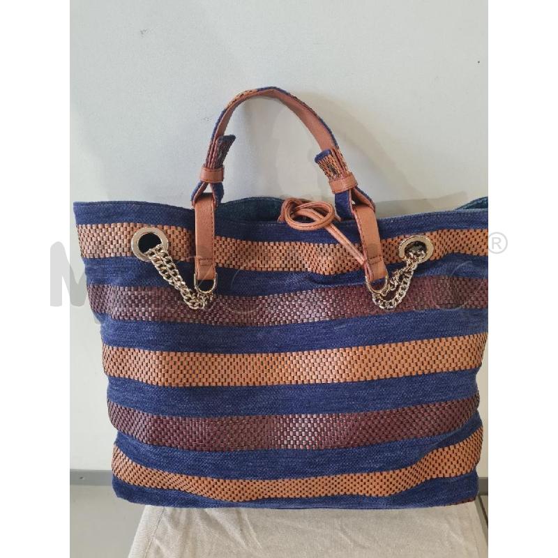 BORSA DONNA LIU JO CAMMELLO BLU RIGHE | Mercatino dell'Usato Modena 2