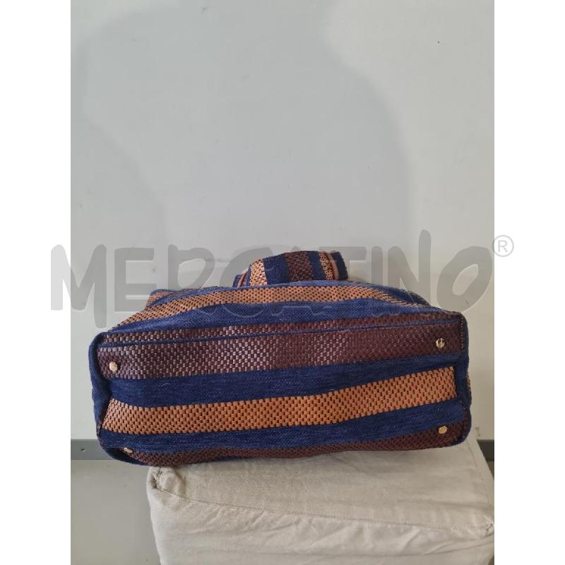 BORSA DONNA LIU JO CAMMELLO BLU RIGHE | Mercatino dell'Usato Modena 3