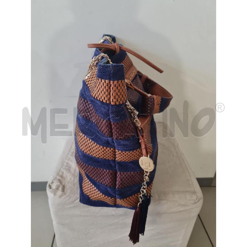 BORSA DONNA LIU JO CAMMELLO BLU RIGHE | Mercatino dell'Usato Modena 4