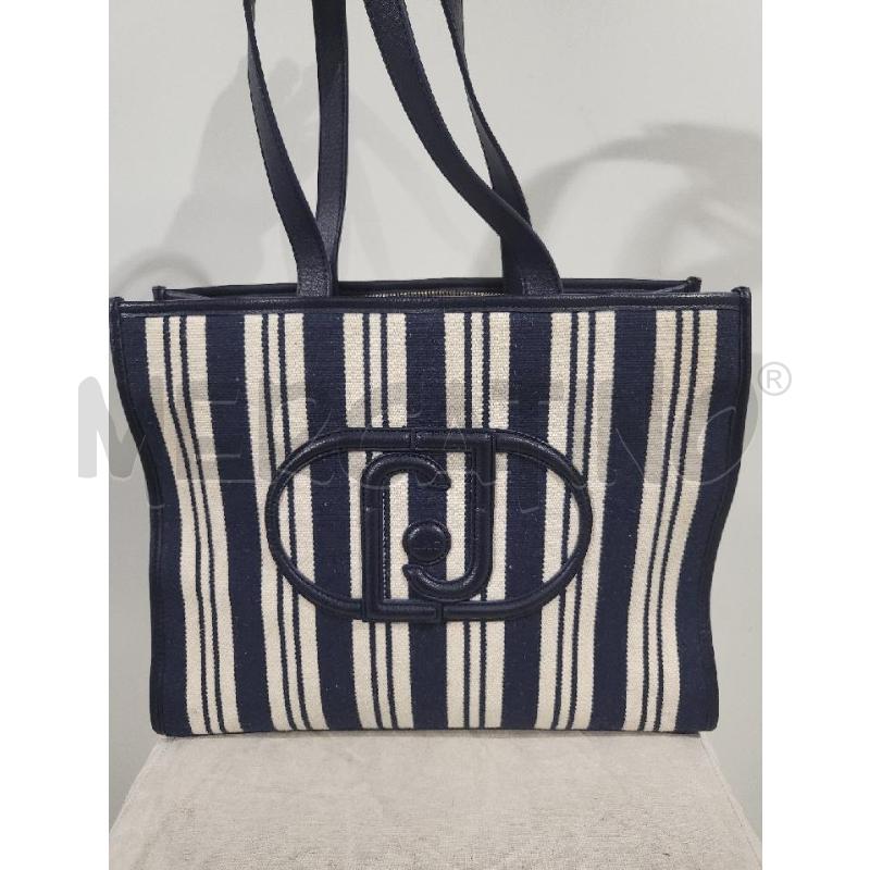 BORSA DONNA LIU JO TELA BEIGE BLU | Mercatino dell'Usato Modena 1