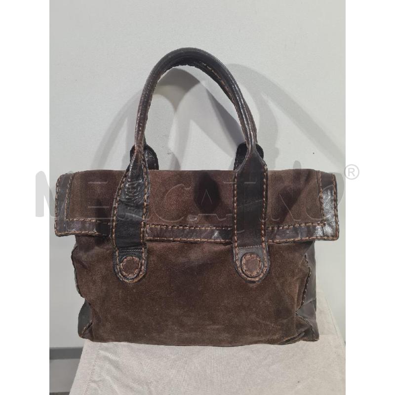 BORSA DONNA MARIANELLI MARRONE CAMOSCIO PROFILI PELLE | Mercatino dell'Usato Modena 1