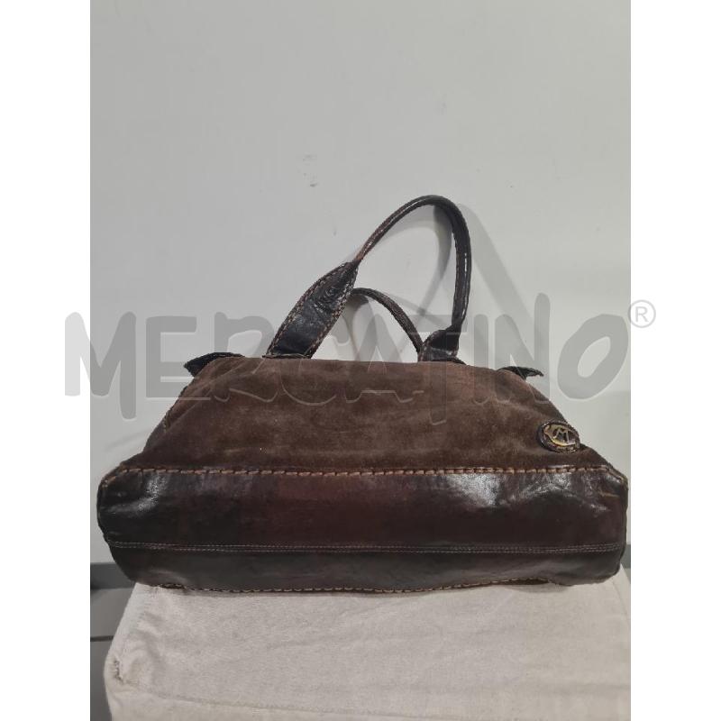 BORSA DONNA MARIANELLI MARRONE CAMOSCIO PROFILI PELLE | Mercatino dell'Usato Modena 2