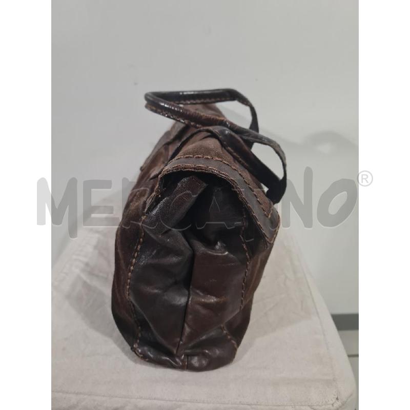 BORSA DONNA MARIANELLI MARRONE CAMOSCIO PROFILI PELLE | Mercatino dell'Usato Modena 3