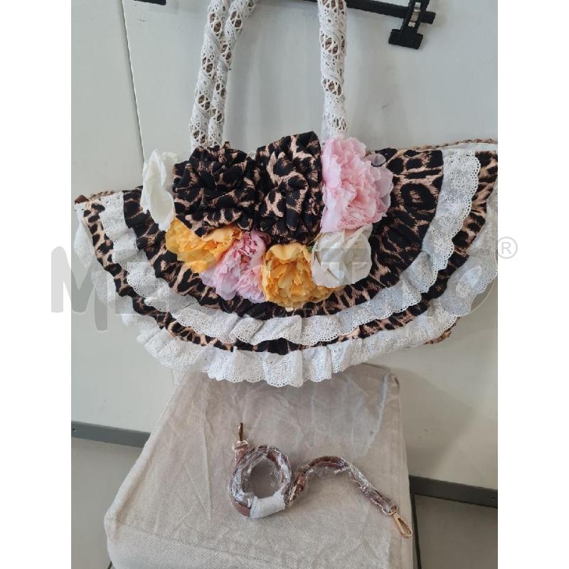 BORSA DONNA PAGLIA CON FIORI APPLICATI | Mercatino dell'Usato Modena 1