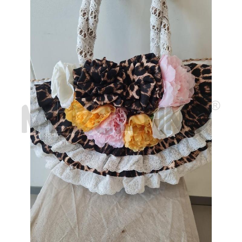 BORSA DONNA PAGLIA CON FIORI APPLICATI | Mercatino dell'Usato Modena 3