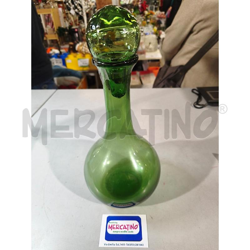 BOTTIGLIA VETRO SOFFIATO VERDE 33CM | Mercatino dell'Usato Modena 1