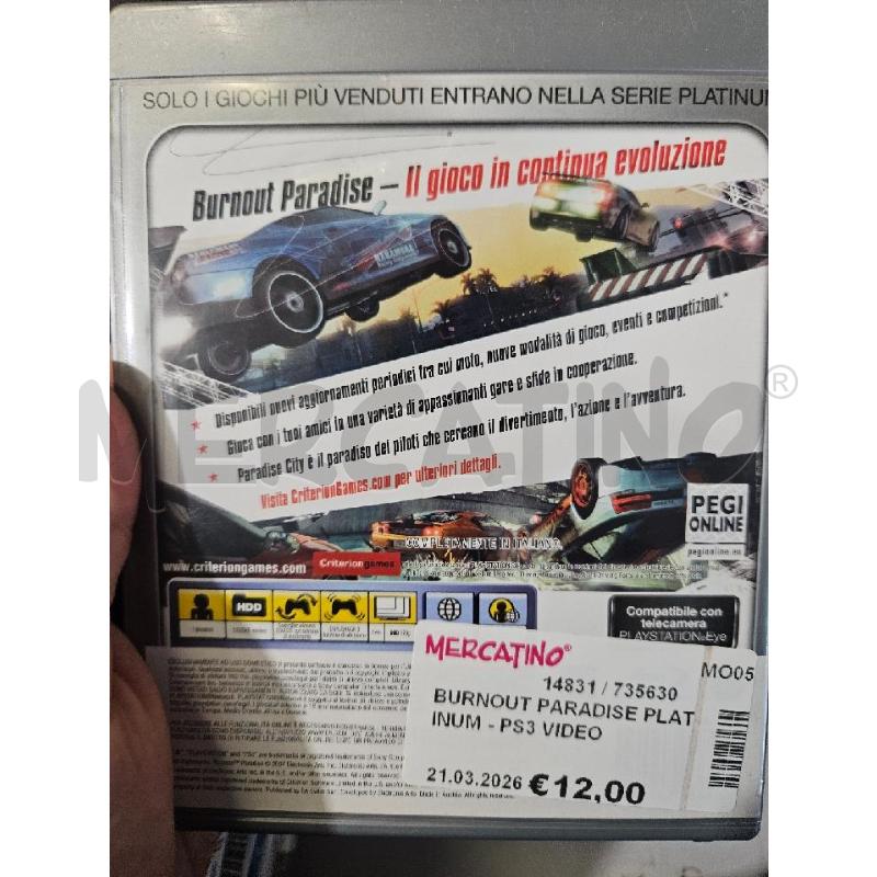BURNOUT PARADISE PLATINUM - PS3 VIDEO GIOCO  | Mercatino dell'Usato Modena 2