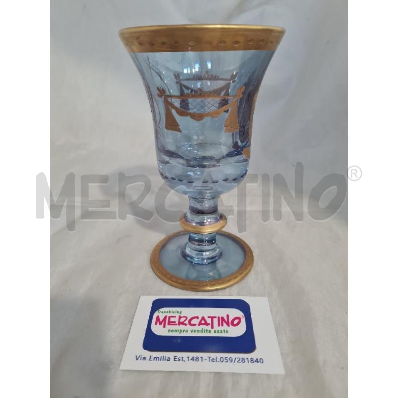 CALICE CRIST. 16CM BLU BORDO DORATURA | Mercatino dell'Usato Modena 1