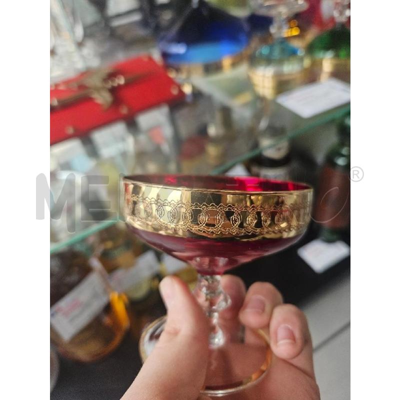 CALICI PZ. 5+1 CRIST. COLORATI BORDI DORATI | Mercatino dell'Usato Modena 2