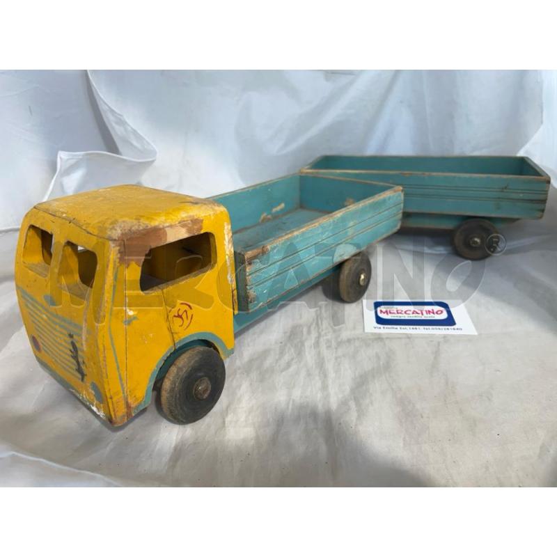 CAMION E RIMORCHIO LEGNO VINTAGE 60X13CM | Mercatino dell'Usato Modena 1