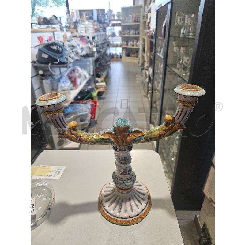 CANDELABRO DUE BRACCI BASE LAMPADA CER. GUALDO | Mercatino dell'Usato Modena 2