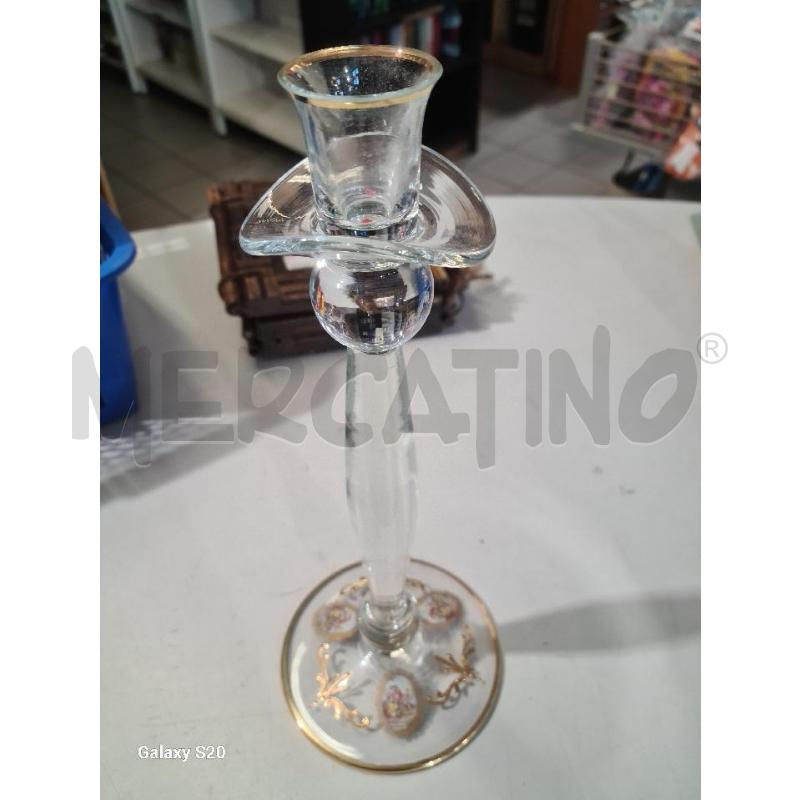 CANDELIERE CRIST. 33CM FILO ORO DECORI BASE  | Mercatino dell'Usato Modena 1