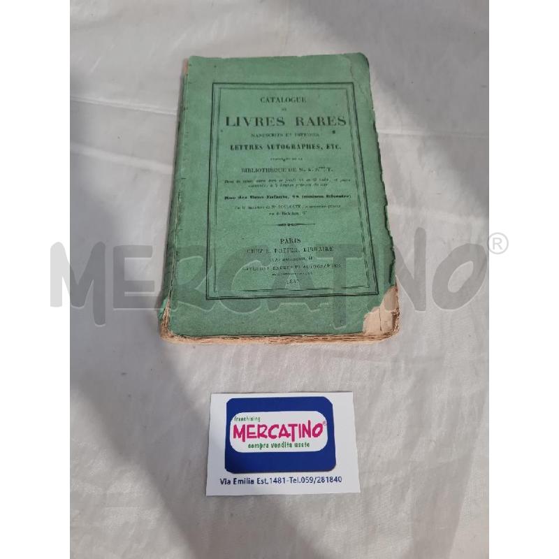 CATALOGUE LIVRES RARES 1857 - LIBRO | Mercatino dell'Usato Modena 1