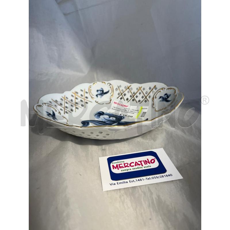 CESTINO OVALE PRCLL TRAFORATO DORATURE FIORI BLU VENETIAN LAGOON | Mercatino dell'Usato Modena 1