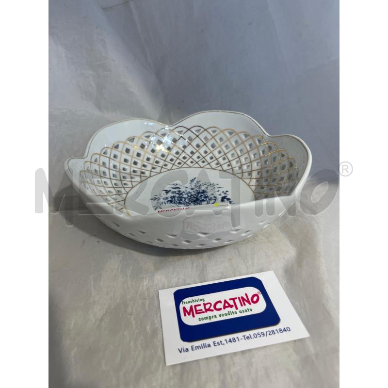 CESTINO TONDO PRCLL TRAFORATO DORATURE FIORI BLU VENETIAN LAGOON | Mercatino dell'Usato Modena 1