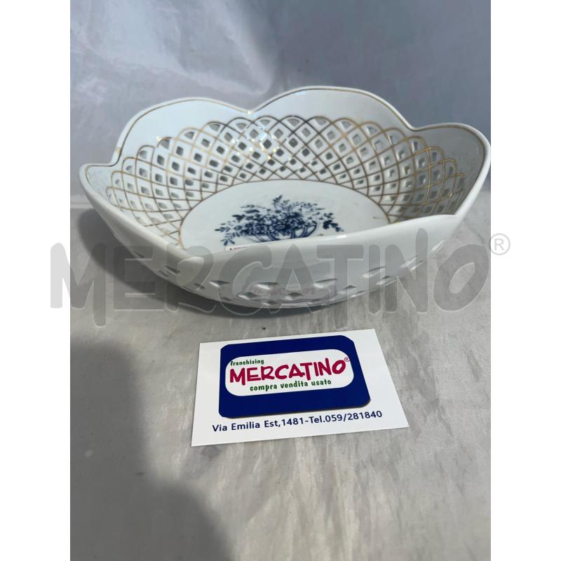 CESTINO TONDO PRCLL TRAFORATO DORATURE FIORI BLU VENETIAN LAGOON | Mercatino dell'Usato Modena 1