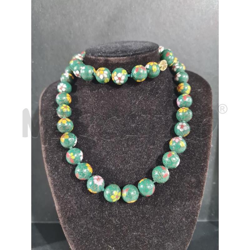COLLANA CLOISSONE VINT VERD SCURO FIOR CILIE | Mercatino dell'Usato Modena 1