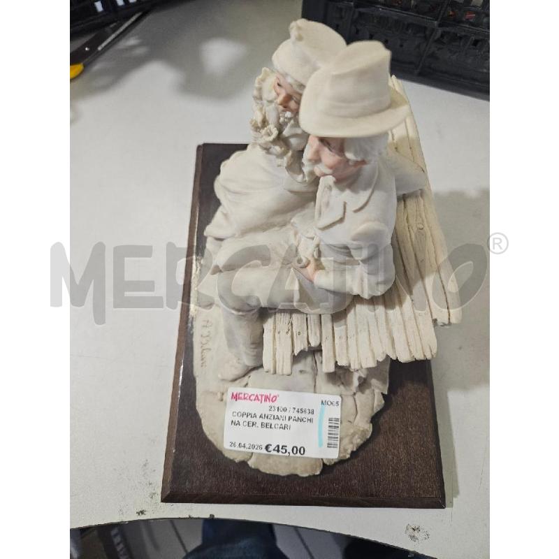COPPIA ANZIANI PANCHINA CER. BELCARI 27X20CM | Mercatino dell'Usato Modena 2